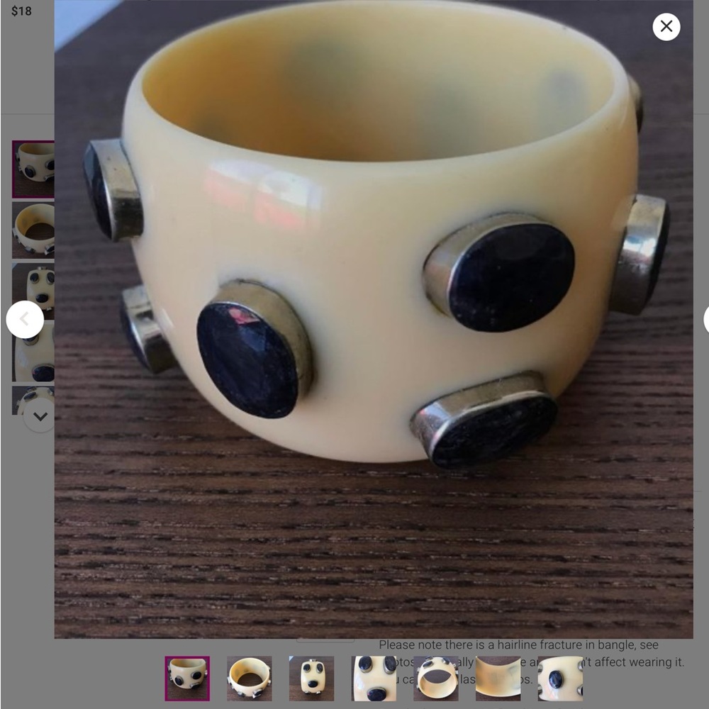 Bold Cream Bangle with natural stones